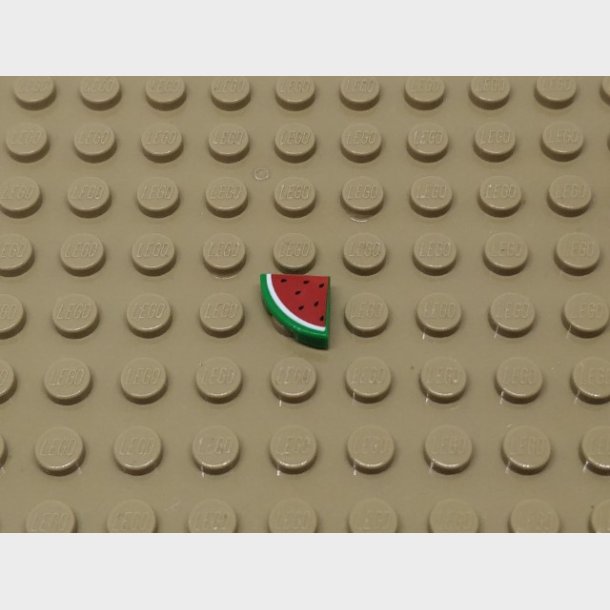 Tile 1x1 rundt hjrne Vandmelon. Lego nr 25269pb002